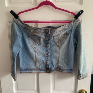 Y2K Fluid Jeans Off the Shoulder Top